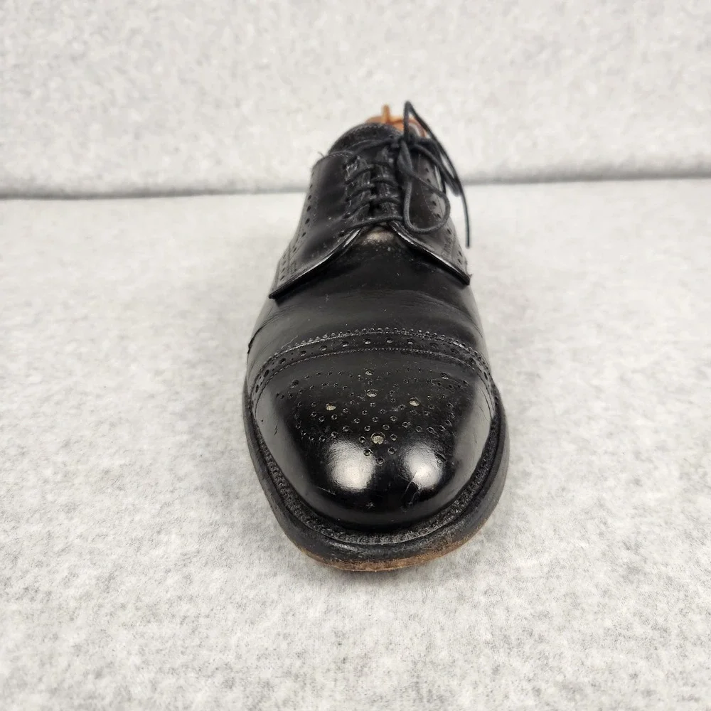 Allen Edmonds Sanford Shoes Mens Size 9.5‎ Black Oxford Brogue Dress Leather USA